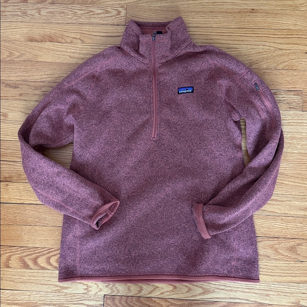 Patagonia quarter zip fleece in marled pinkish red sz L Large